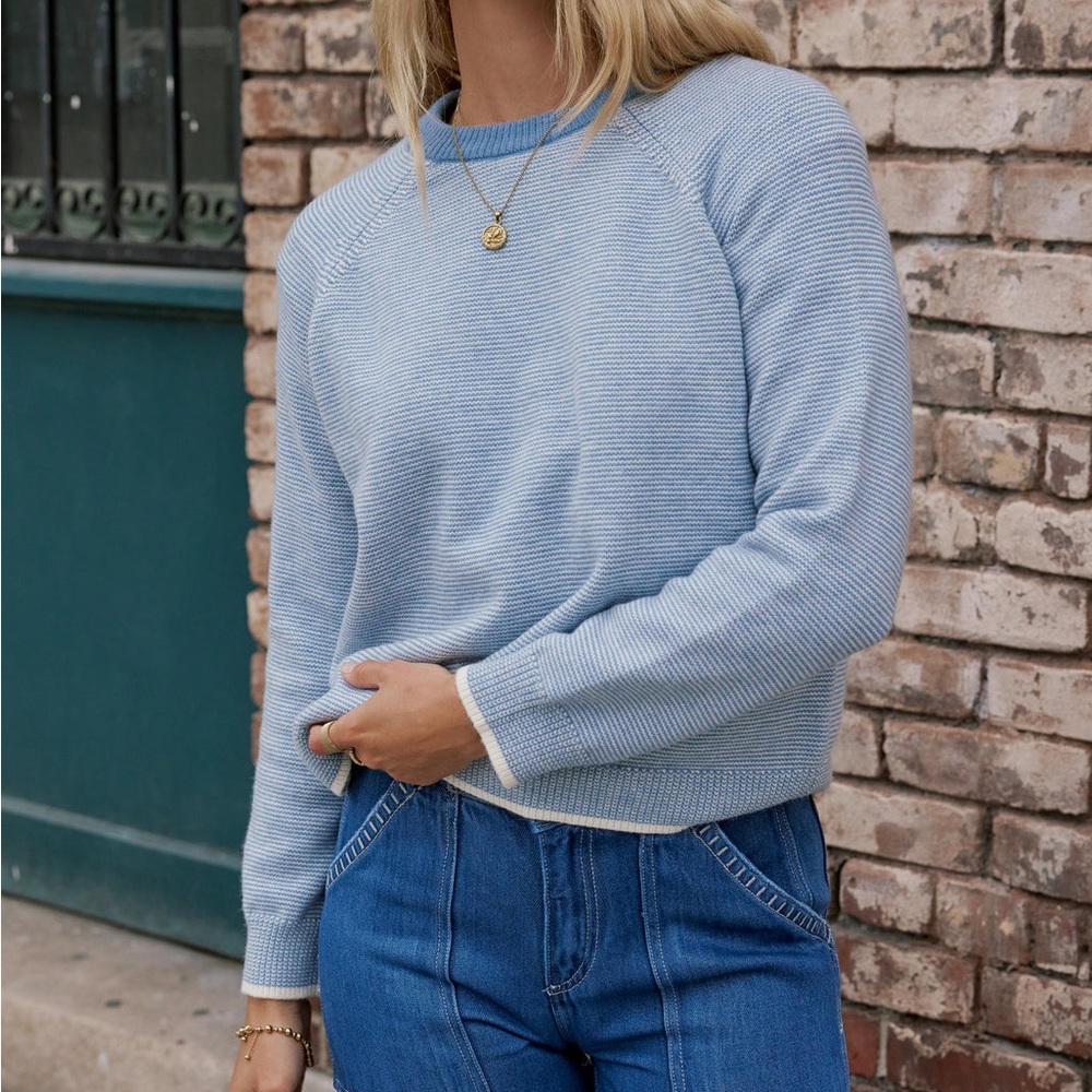 NWT bohme Women's Light Blue Crewneck Sweater - Picture 5 of 13